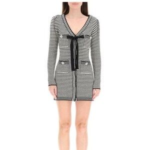 Self-Portrait Women's Black Self Portrait Melange Knit Dress (medium)